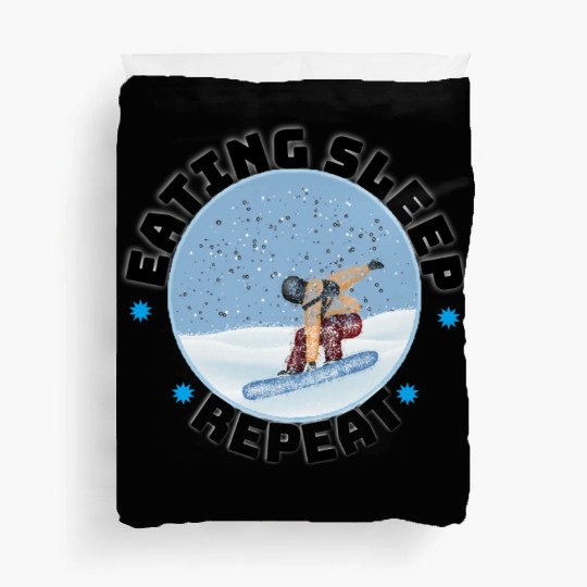 Eat sleep snowboarding repeat Duvet Covers