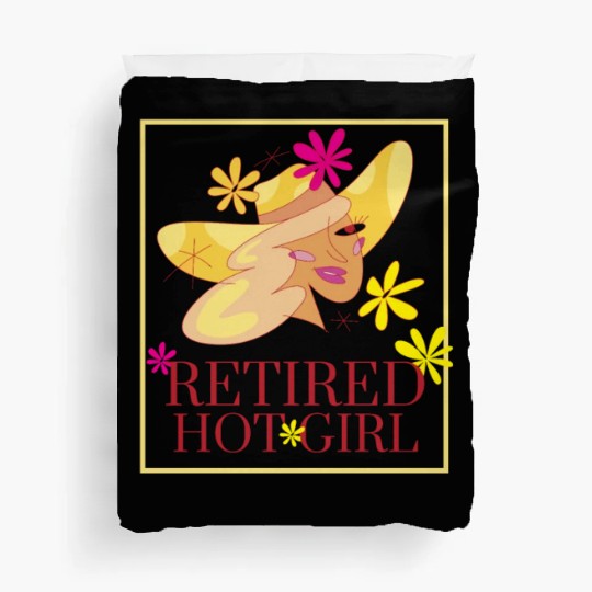 Retired Hot Girl Retro 70s Girl Flower Aesthetic Duvet Covers