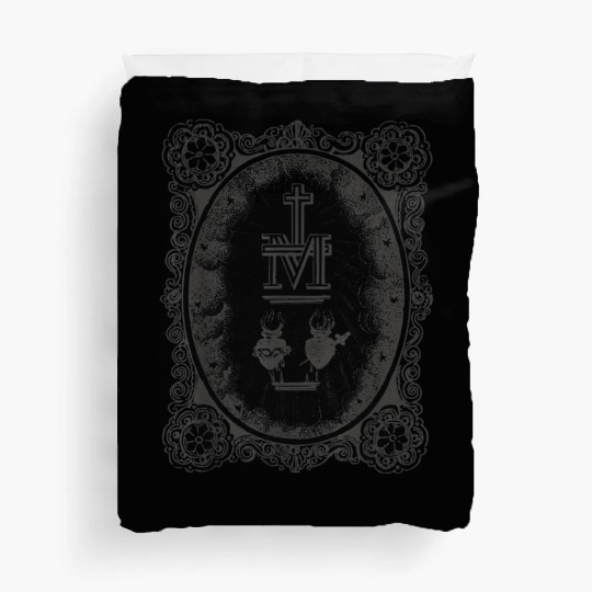 Medal Sacred Heart Immaculate Mary Cath Duvet Covers