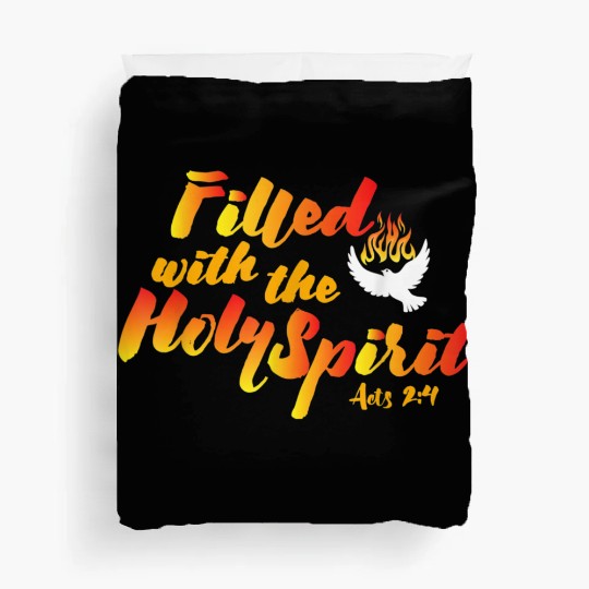 Filled with the Holy Spirit Pentecost Tongues of F Duvet Covers