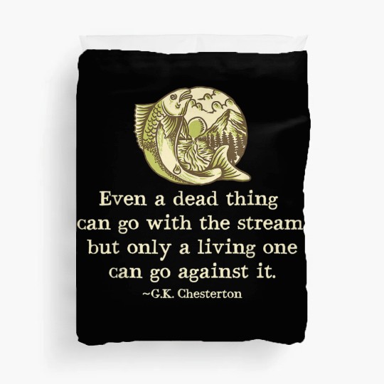 GK Chesterton Quote Catholic Humor Fishing Men Fun Duvet Covers
