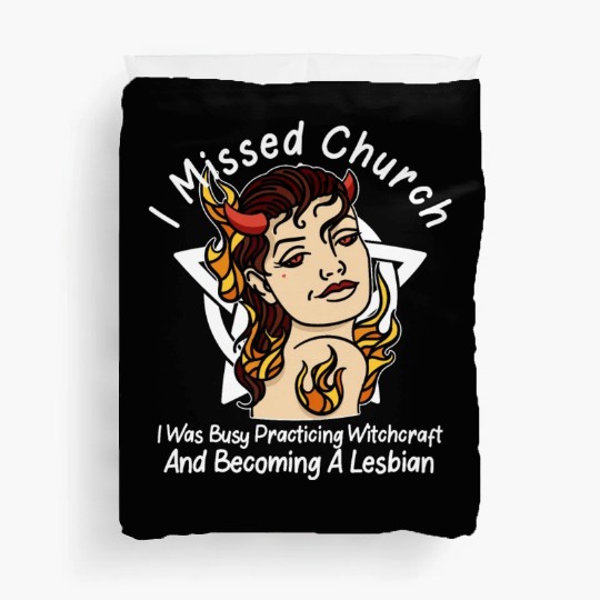 Missed Church Lesbian Witch Hot Demon Gothic Wicca Duvet Covers