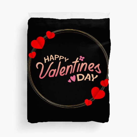 Happy Valentines Day- Ring With Hearts Duvet Covers