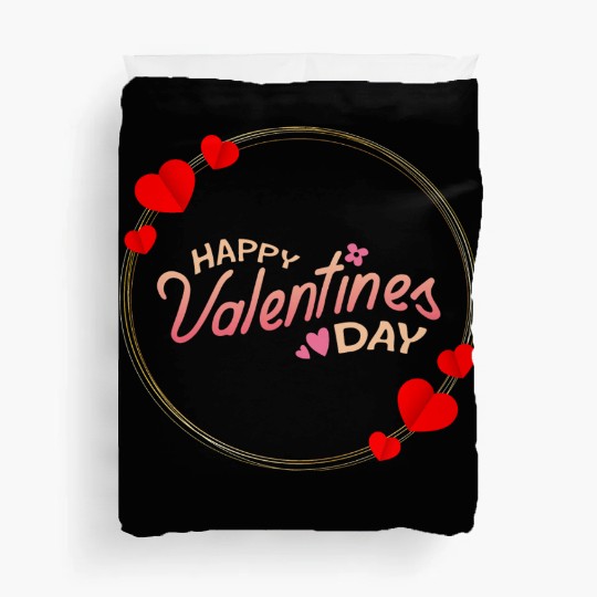 Happy Valentines Day- Ring With Hearts Duvet Covers