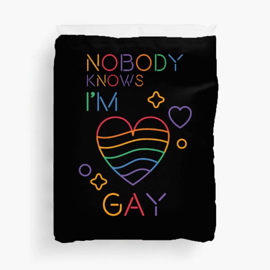 Nobody Knows I'm Gay LGBT Pride Month Rainbow Colo Duvet Covers