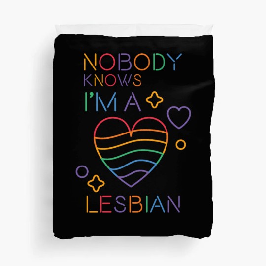 Nobody Knows I'm Lesbian LGBT Pride Month Rainbow Duvet Covers