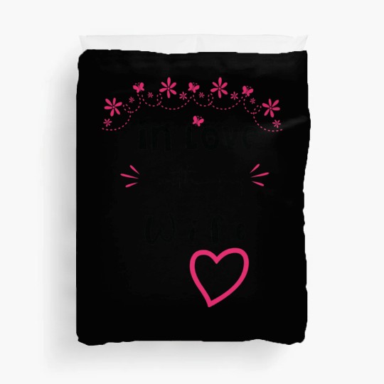 Love with My WIFE Cute Valentine day Mom to Be Val Duvet Covers
