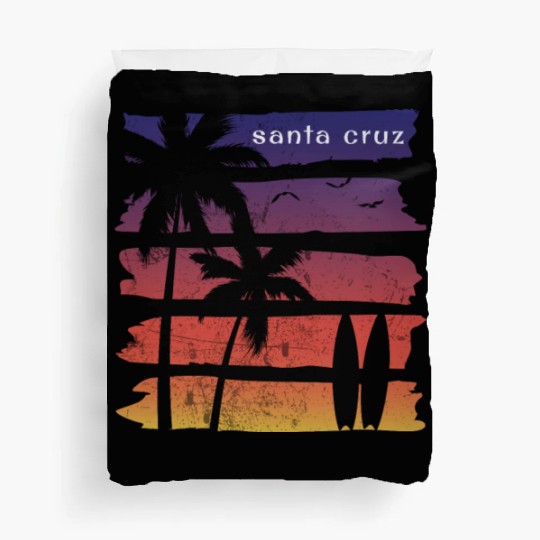 Cool Santa Cruz California Surfing Fan Beach Palm Duvet Covers
