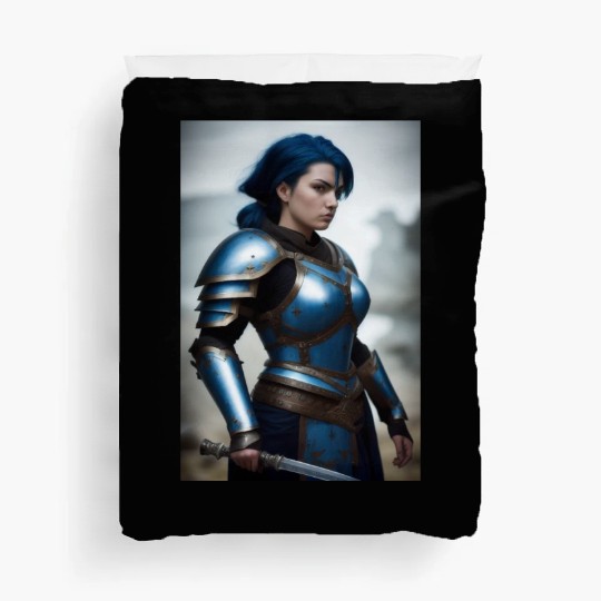 Azura - Warrior Lady Blue in Battle Duvet Covers