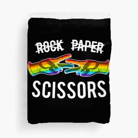 Rock Paper Scissors Lesbian Pride Rainbow LGBT Duvet Covers