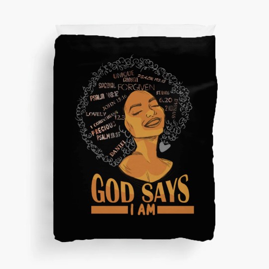 African American Girl God Says I Am Black Pride Duvet Covers