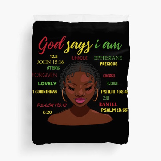 African American Girl God Says I Am Black Pride Duvet Covers