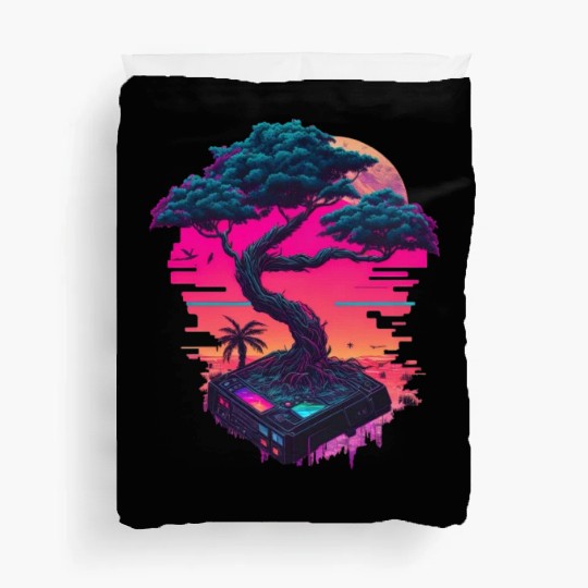 Synthwave Bonsai Tree Duvet Covers