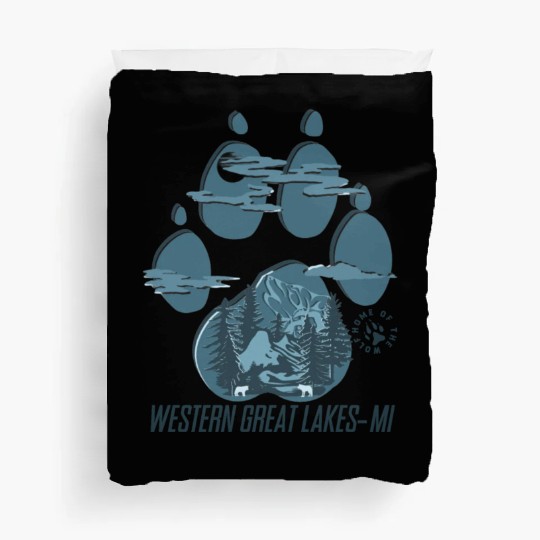 Western great lakes Michigan home of the wolf Duvet Covers