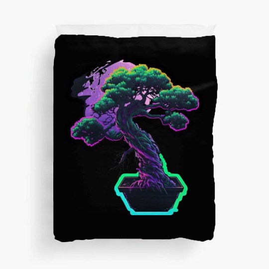 Synthwave Bonsai Tree Duvet Covers