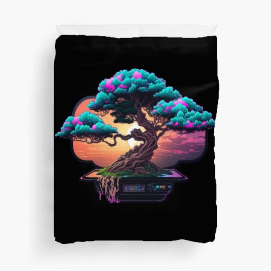 Synthwave Bonsai Tree Duvet Covers