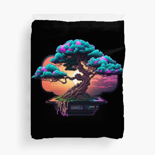 Synthwave Bonsai Tree Duvet Covers