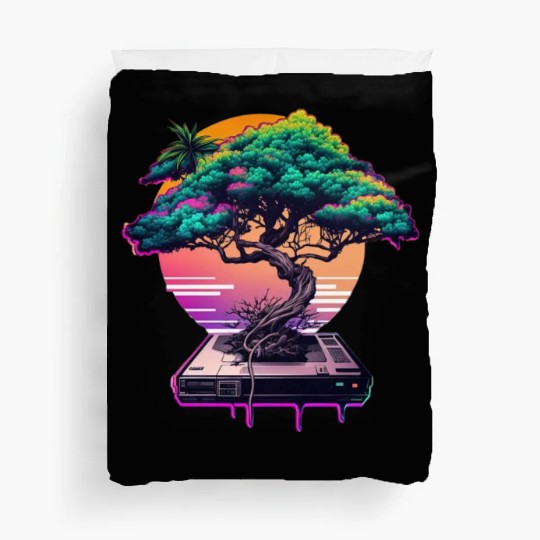 Synthwave Bonsai Tree Duvet Covers