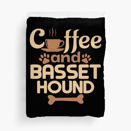 coffe and basset hound Duvet Covers