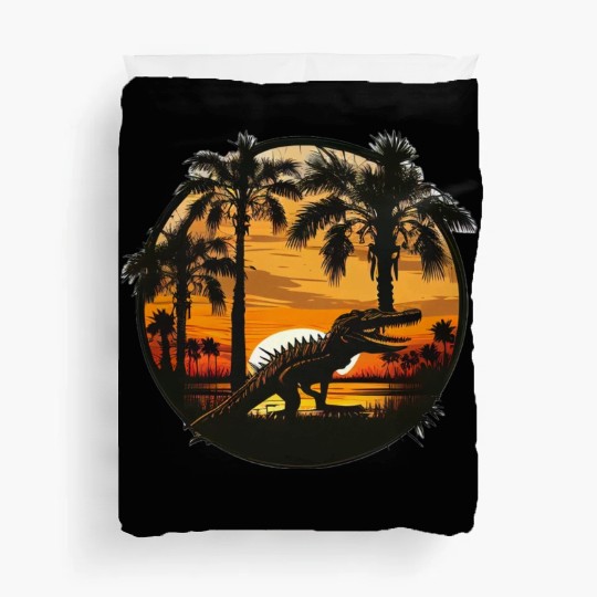 Florida Everglades Sunset Alligator and Palm Tree Duvet Covers