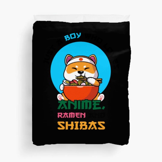 Just a boy who loves anime, ramen and shibas Duvet Covers