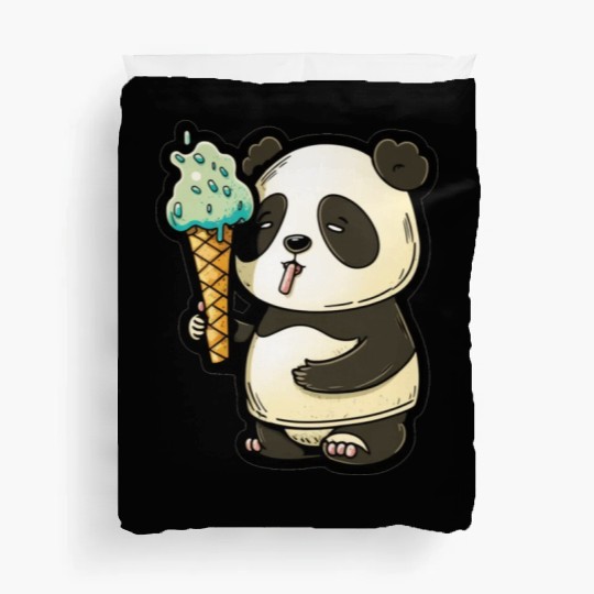 Sweet Panda: Eat Ice Cream Duvet Covers