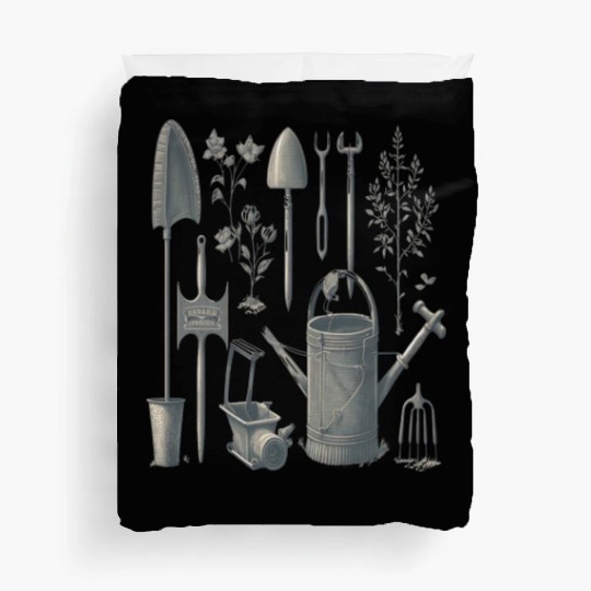 Florist Gardener Dad Grayscale Gardening Tools Duvet Covers
