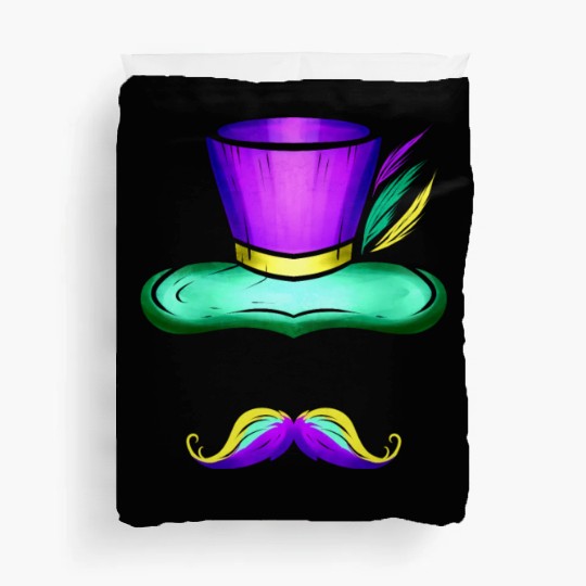 Hat And Mustache For Mardi Gras Duvet Covers