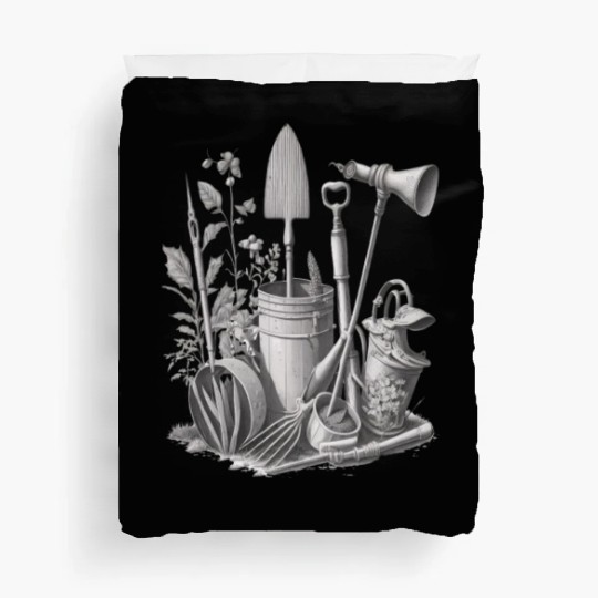 Florist Gardener Dad Grayscale Gardening Tools Duvet Covers
