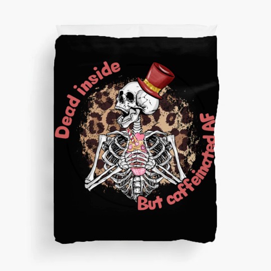 Dead Inside Caffeinated Skeleton Valentine Day Duvet Covers