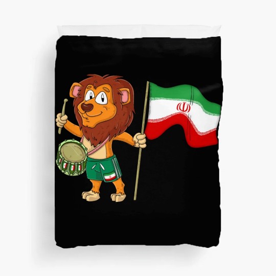 Lion with the Iran flag Duvet Covers