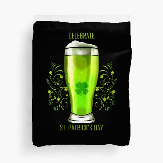 Glass Of Green Beer To Celebrate St Patricks Day Duvet Covers