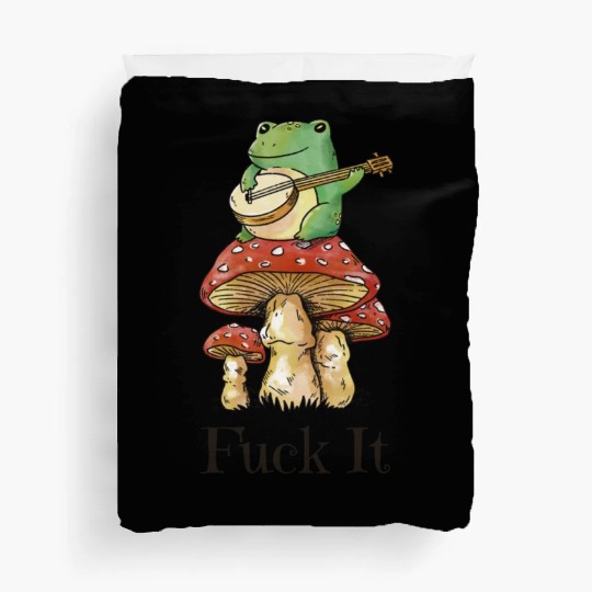 Cottagecore Toad Playing Guitar Duvet Covers