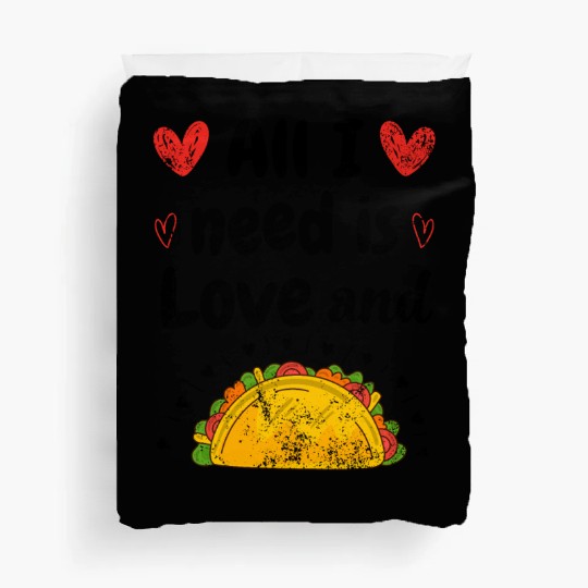 Vintage I Love Tacos Groovy Tacos Are My Valentine Duvet Covers