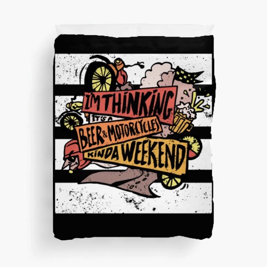 Beer and Motorcycle Weekend Race Track Doodle Bike Duvet Covers