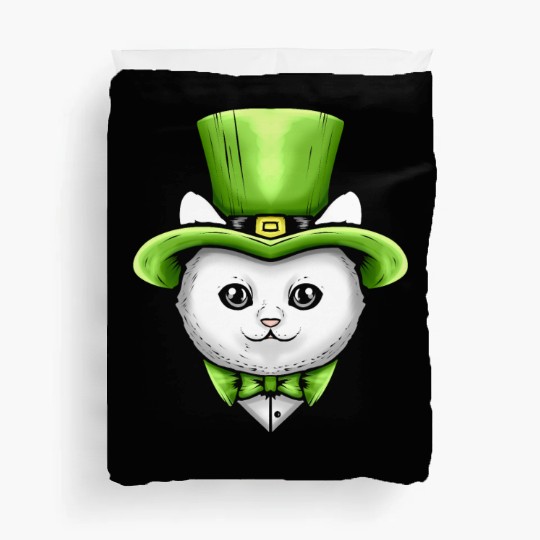 Cute Kawaii Cat With Leprechauns Hat On St Duvet Covers