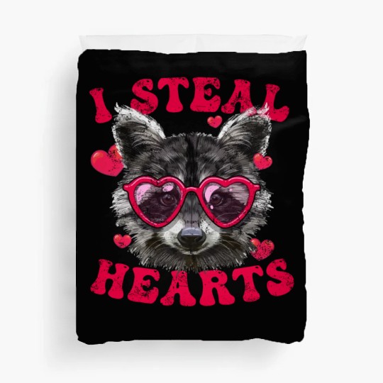Cute Raccoon Lover I Heart Raccoons Valentines Day Duvet Covers