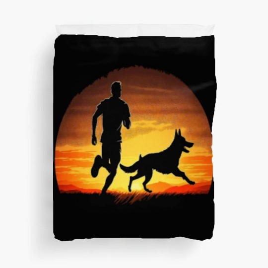 Runner Dog Animal Lover Dog Dad Silhouette Duvet Covers