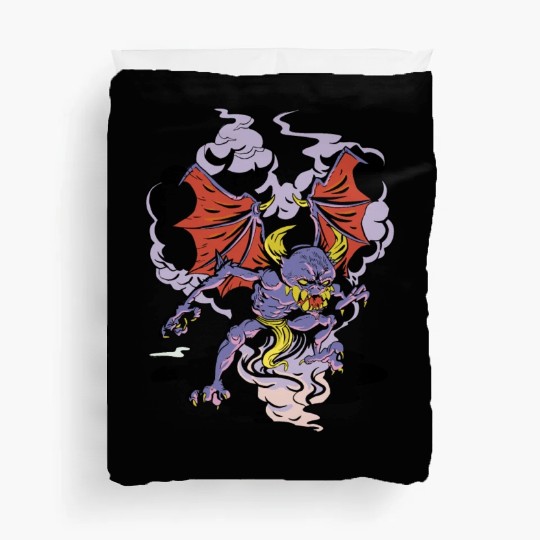 Scary devil in smoke Scary devil in smoke inspirat Duvet Covers