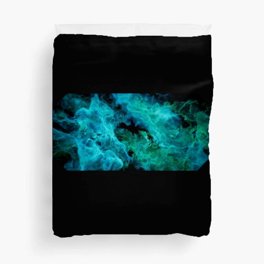 Bright 3D AZURE GREEN NEBULA Duvet Covers