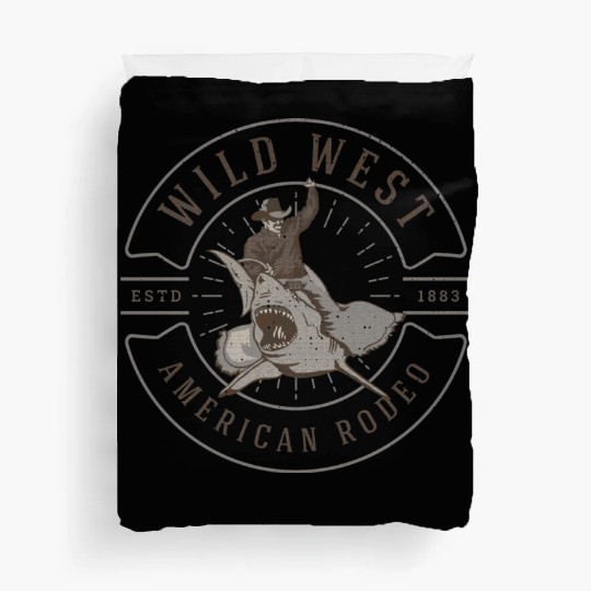 Cowboy Rides a Shark Duvet Covers