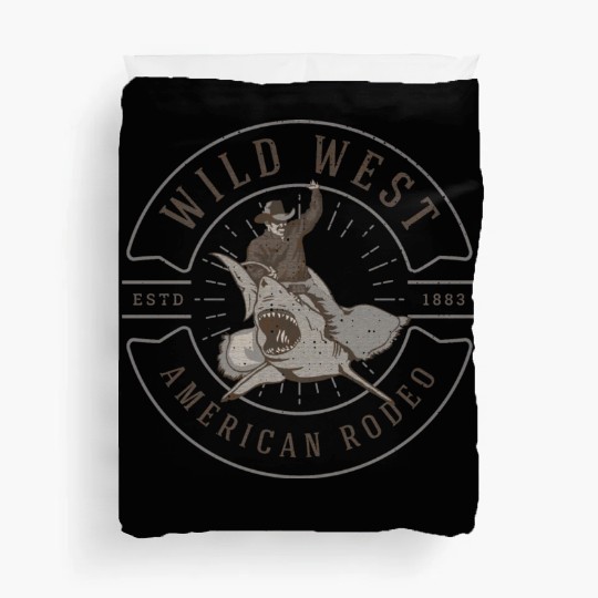 Cowboy Rides a Shark Duvet Covers