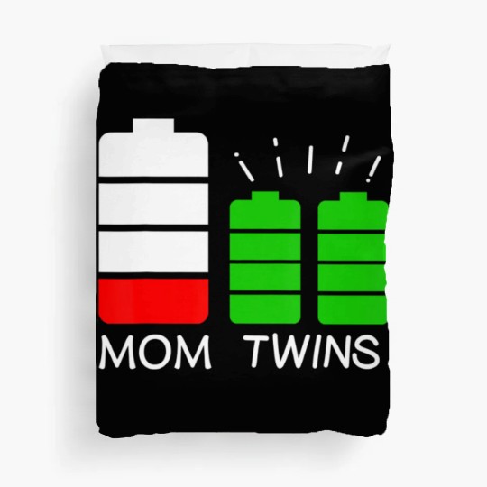 Twin Mom Low Battery Tired Mom Of Twins Duvet Covers
