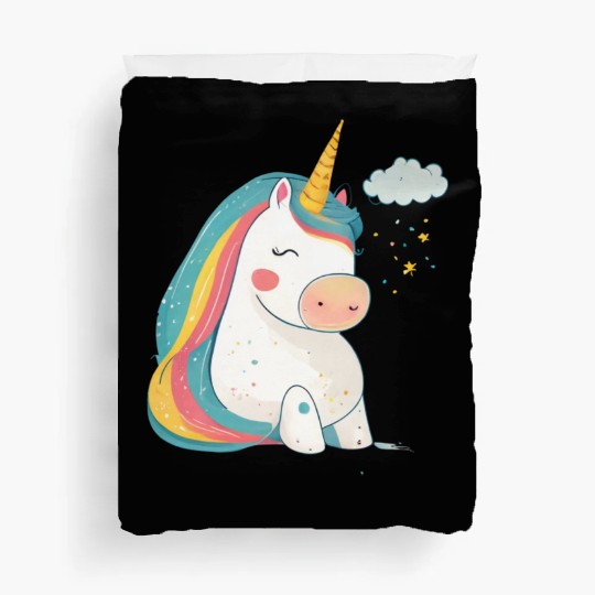 Rainbow Beauty: An Illustration of a Unicorn Pony Duvet Covers