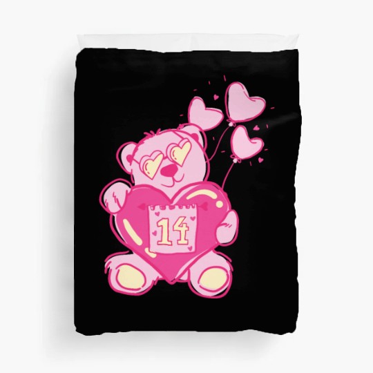 Teddy bear valentine with balloons Duvet Covers
