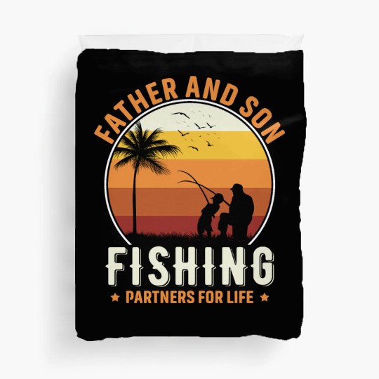 Father and son fishing partners for life Duvet Covers