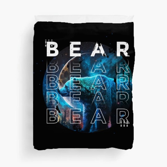 Midnight Roar: A Bear's Lunar Adventure Duvet Covers