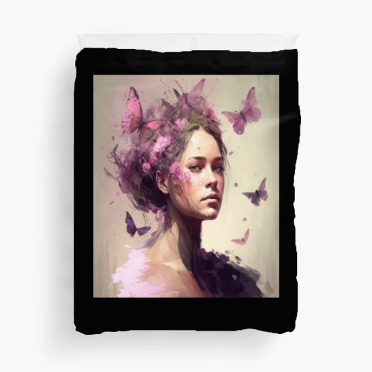 Breast Cancer Survivor Pink Flower Hair Girl Duvet Covers