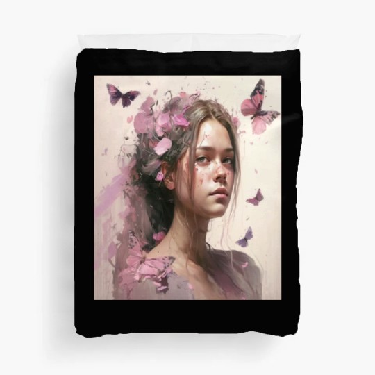 Breast Cancer Survivor Pink Flower Hair Girl Duvet Covers