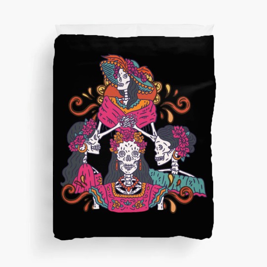 Floral Tarot Card Sugar Skull Dia De Lost Muertos Duvet Covers